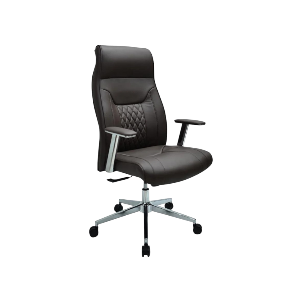 كرسي مكتب جلدي مريح دوار قابل للتعديل - أسود