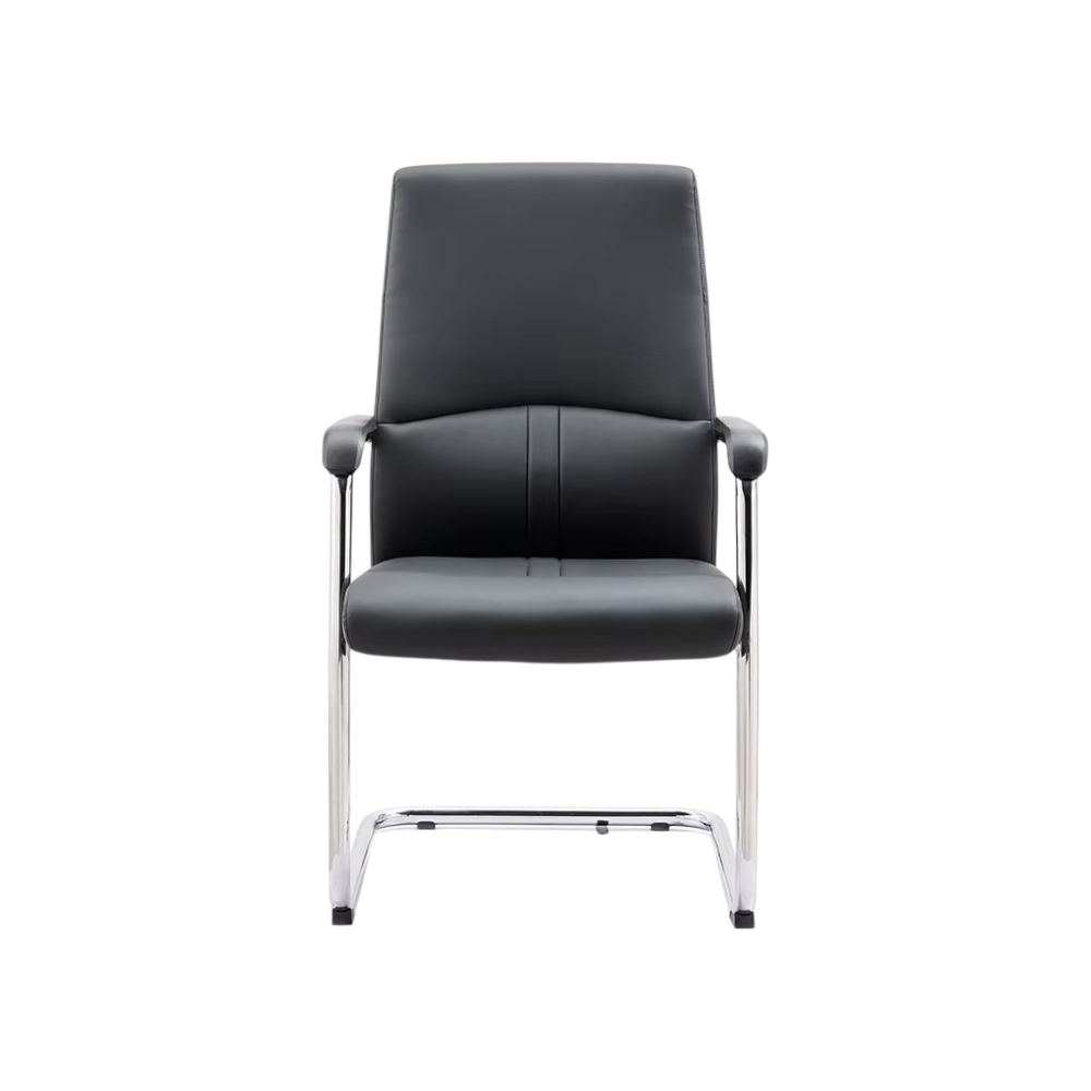 كرسي مكتب جلدي ثابت مريح - أسود