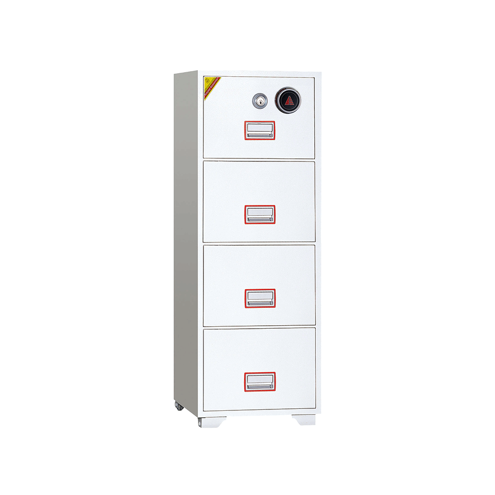 ديبلومات خزنة أربعة أدراج سحاب بقفل ميكانيكي كوري 300 كجم - أبيض