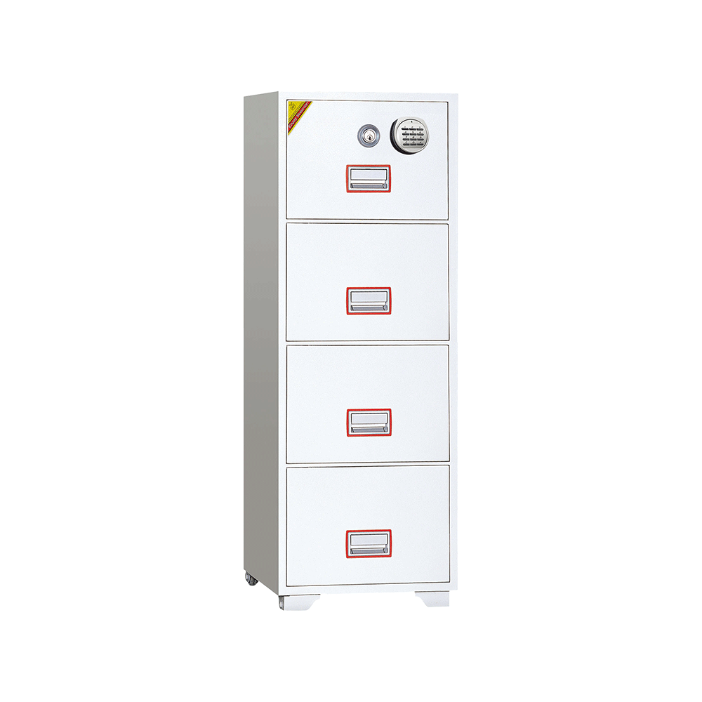 ديبلومات خزنة أربعة أدراج سحاب بقفل إلكتروني كوري 300 كجم - أبيض