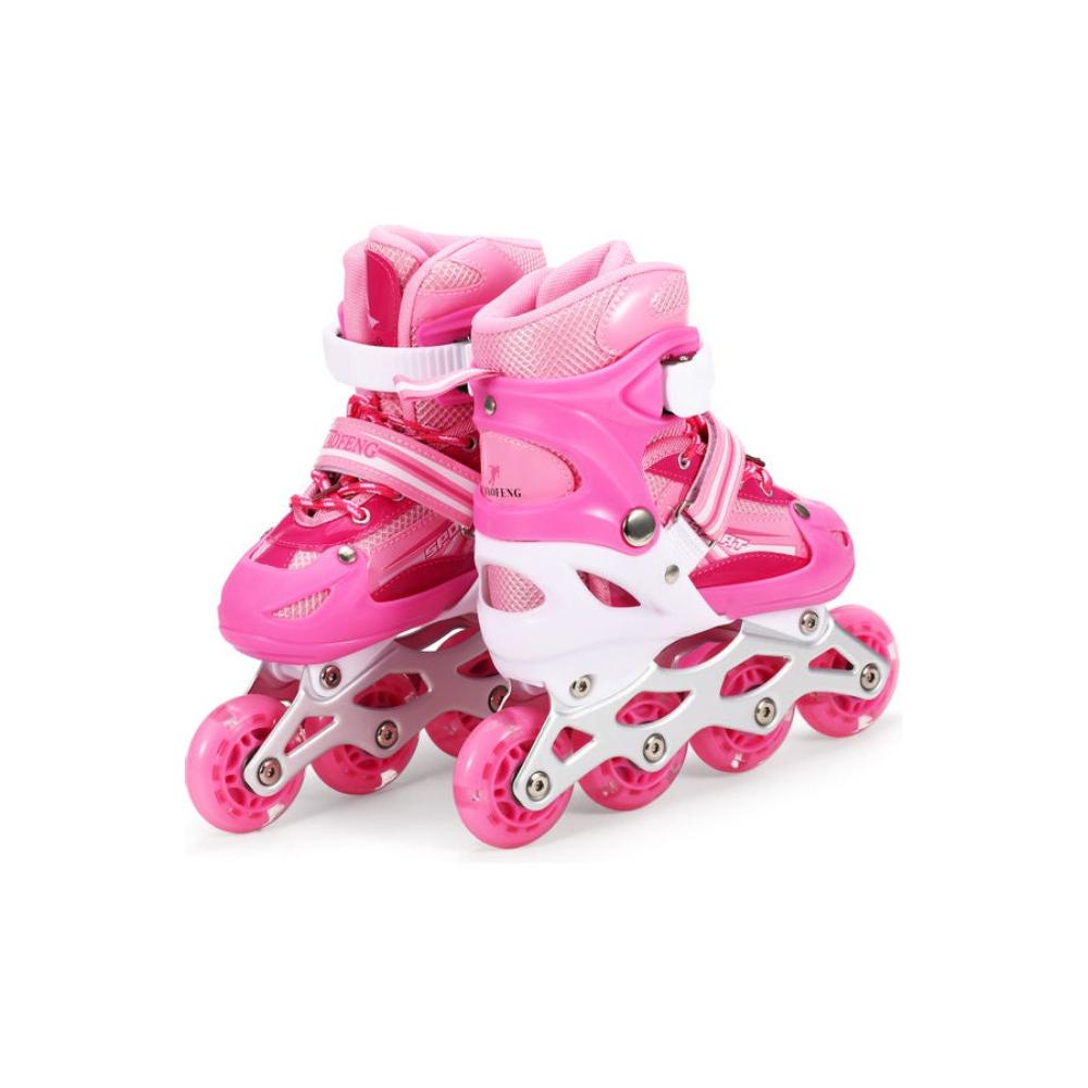 حذاء تزلج بصف واحد مضيء قابل للتعديل مع عجلات مضيئة - 43x10x35 سم 