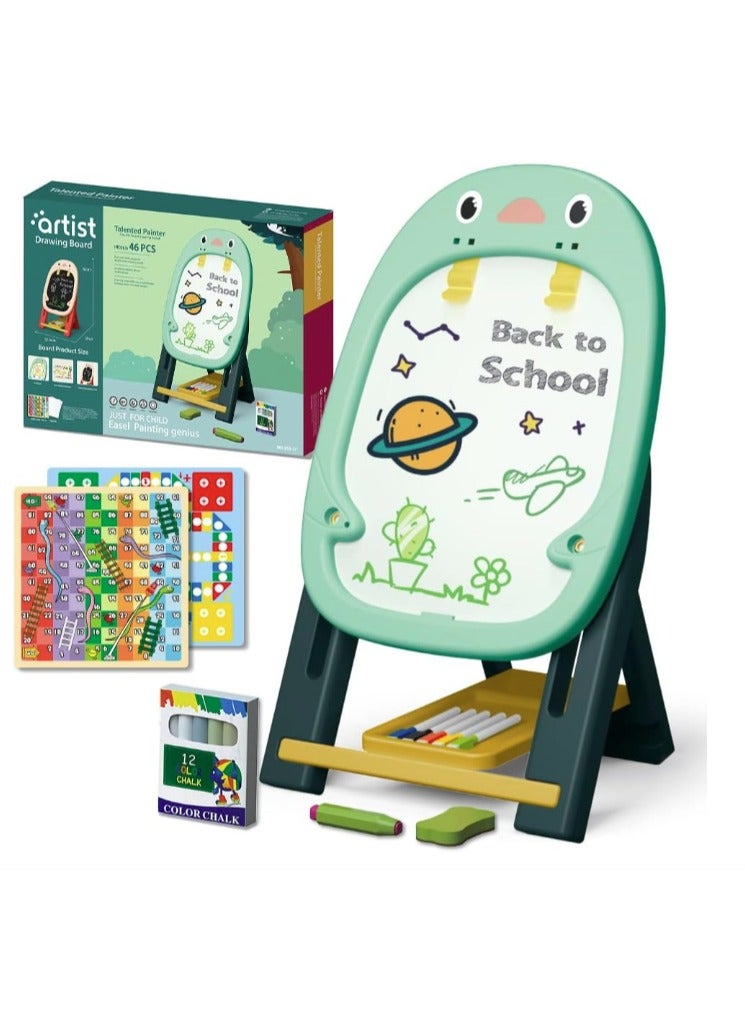 لعبة مرح لوحة رسم مغناطيسية بجانبين بتصميم بطريق - 46 قطعة