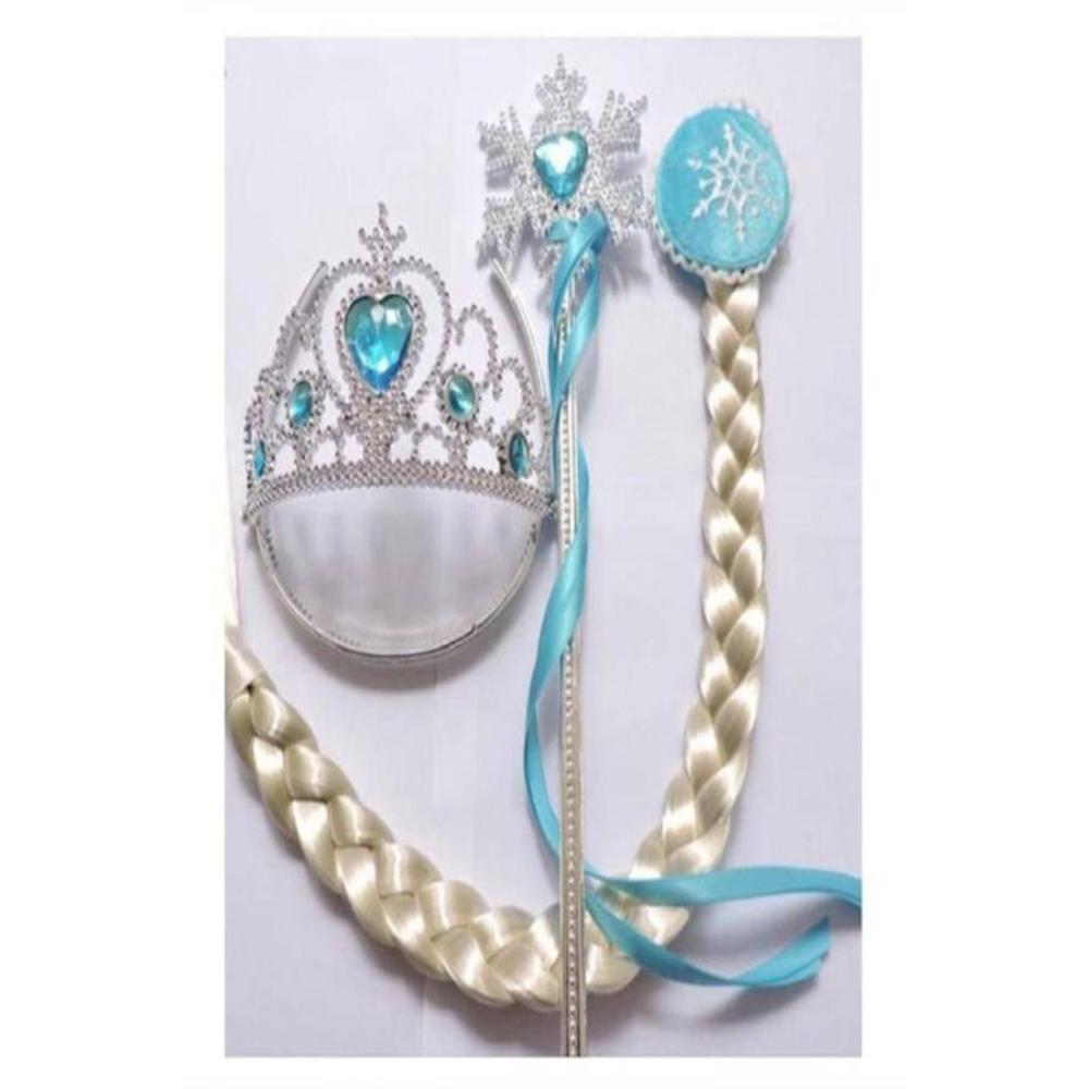  تاج إلسا للفتيات - مجموعة إكسسوارات تنكرية - 3 قطع