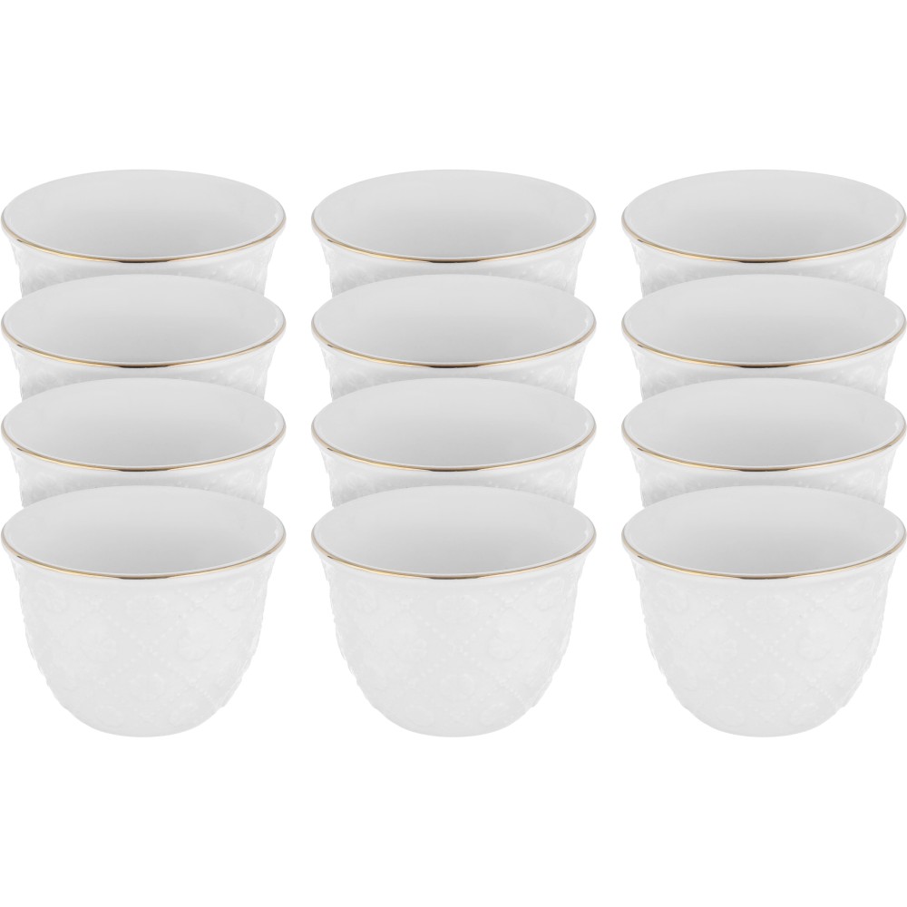 طقم فناجين قهوة بورسلان السيف غليري ، 12 قطعة - أبيض