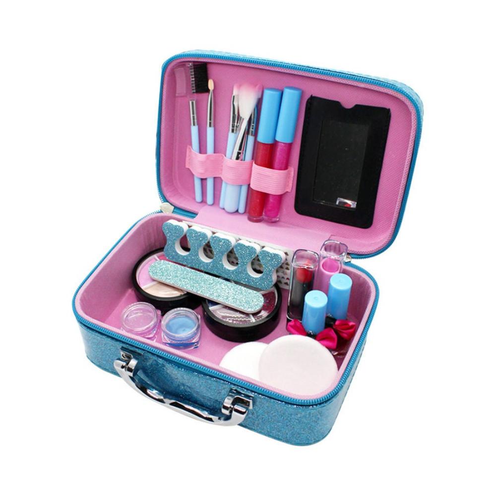  طقم مكياج للأطفال مع حقيبة للتخزين - 14 قطعة