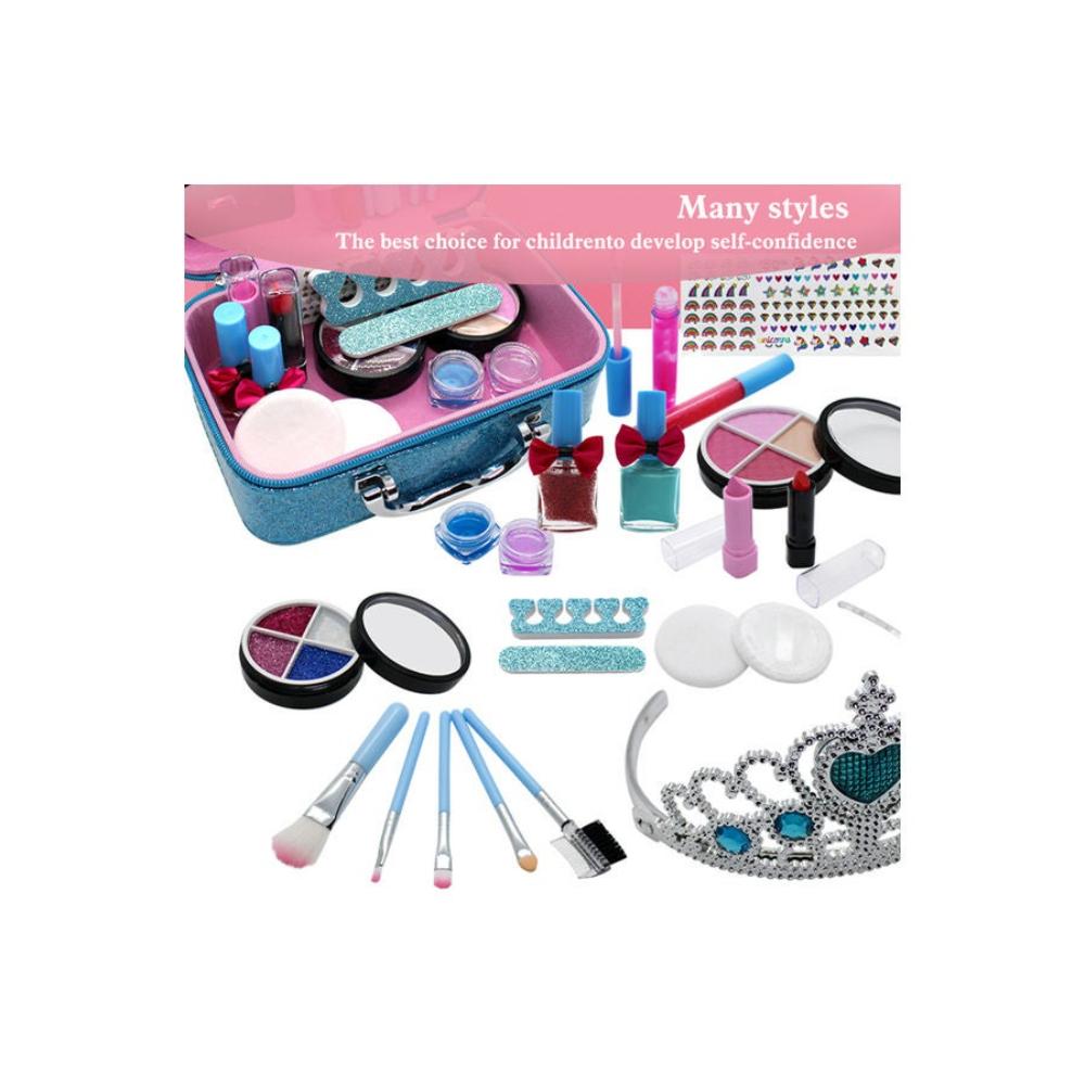  طقم مكياج للأطفال مع حقيبة للتخزين - 14 قطعة