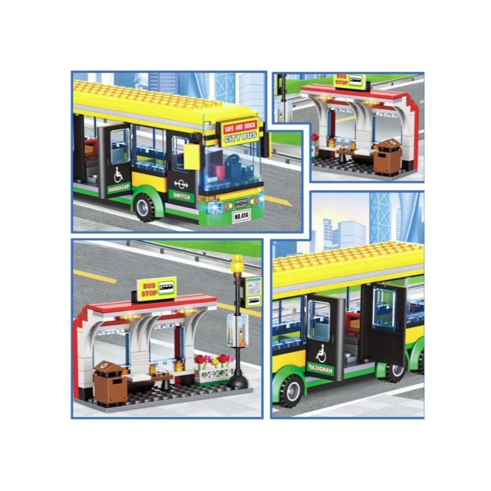 لعبة مرح مجموعة بناء محطة حافلات للأطفال