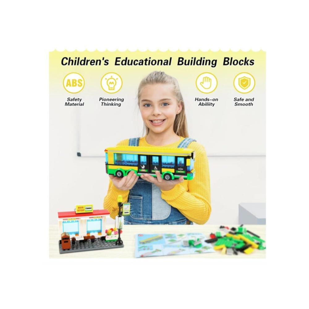 لعبة مرح مجموعة بناء محطة حافلات للأطفال