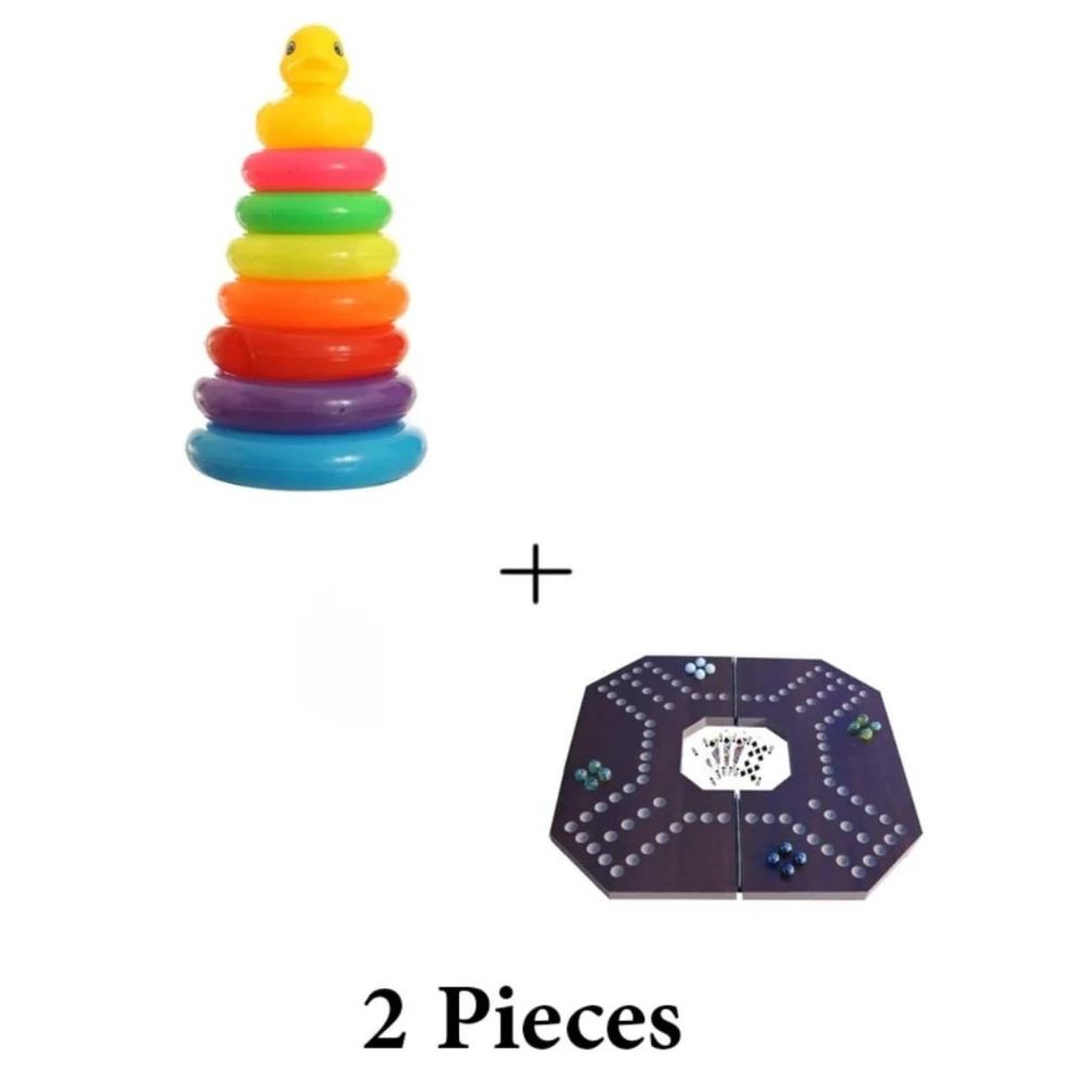 لعبة مرح مجموعة حلقات تكديس مع لوحة جاكارو قابلة للطي