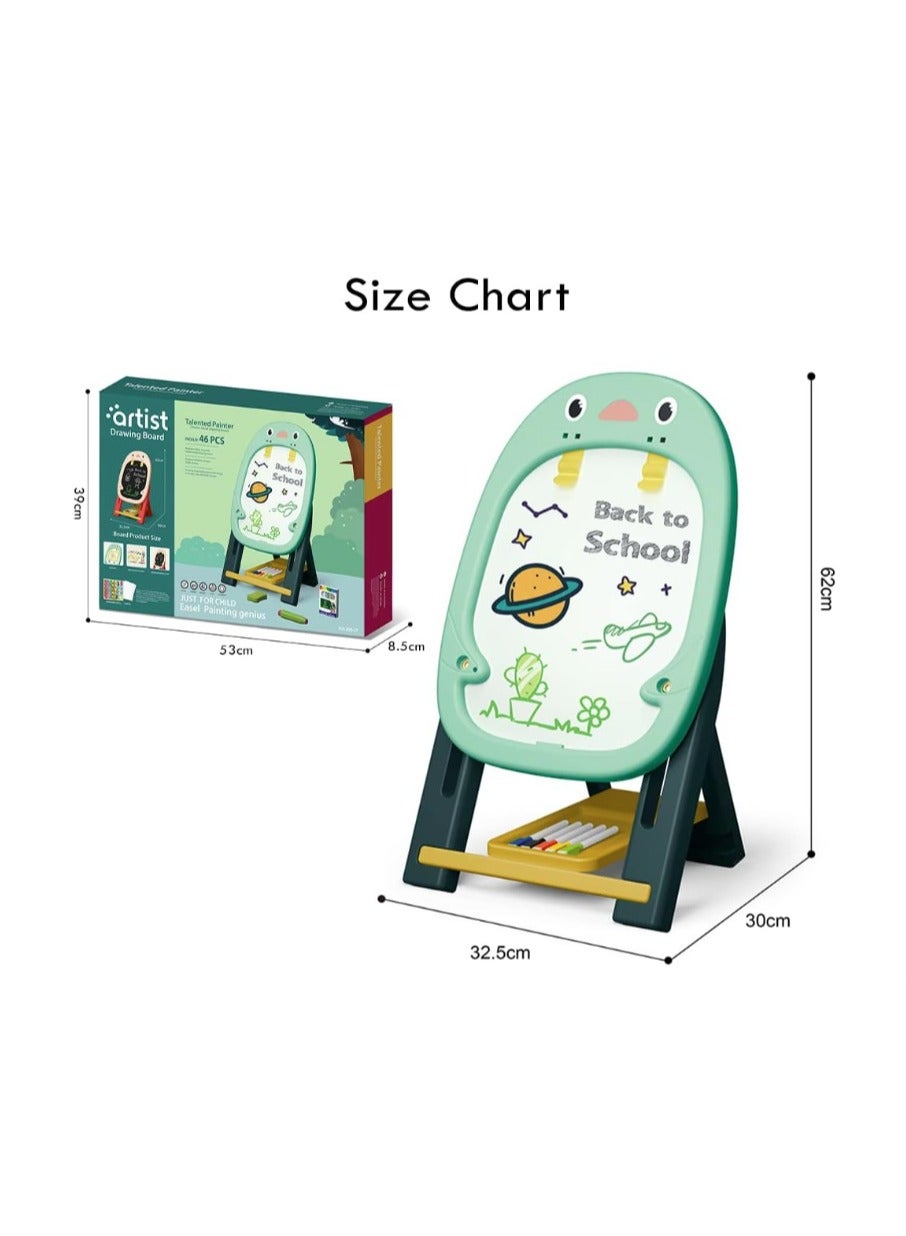 لعبة مرح لوحة رسم مغناطيسية بجانبين بتصميم بطريق - 46 قطعة