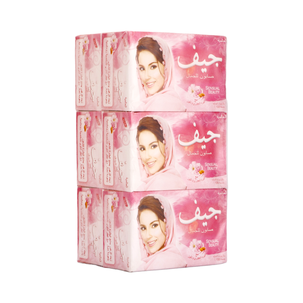 باكت صابون جيف بخلاصة الورد الجوري واللوز للجسم 6 قطع