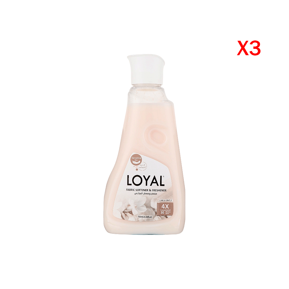 لويال منعم ومعطر الملابس عناية ونعومة 30 غسلة 750 مل - 3 حبات