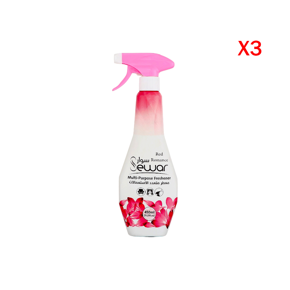 سوار بخاخ معطر جو متعدد الاستعمالات الرومانسية الحمراء 450 مل - 3 حبات