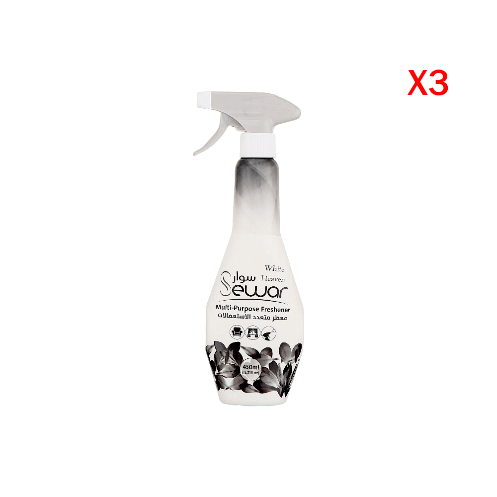سوار بخاخ معطر جو متعدد الاستعمالات الجنة البيضاء 450 مل - 3 حبات