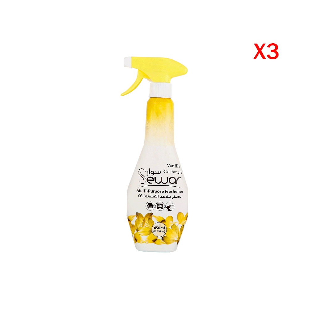 سوار بخاخ معطر جو متعدد الاستعمالات كاشمير الفانيليا 450 مل - 3 حبات