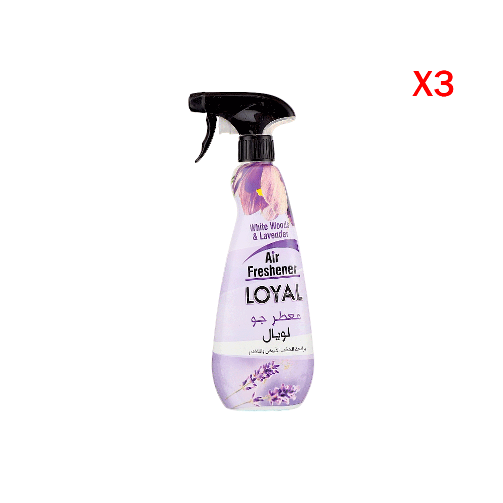 لويال بخاخ معطر جو برائحة الخشب الأبيض واللافندر 450 مل - 3 حبات