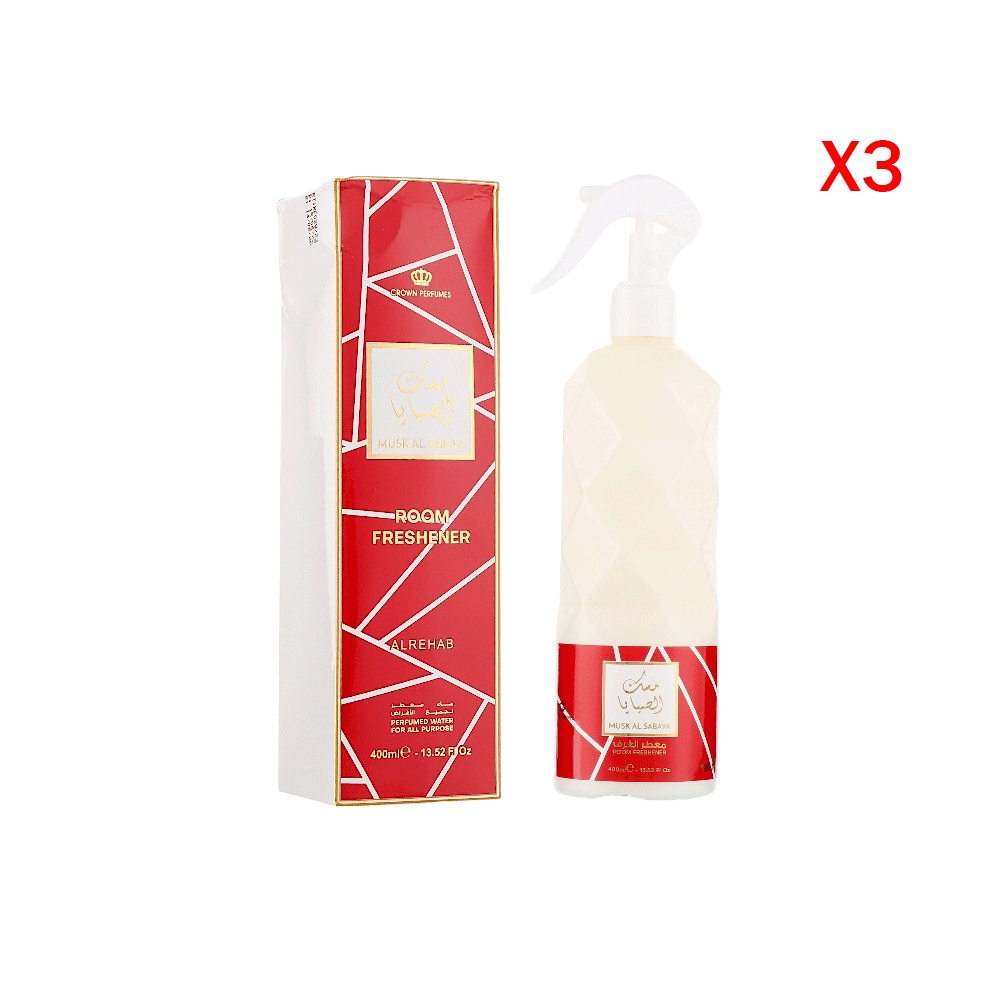 الرحاب ماء معطر الغرف مسك الصبايا لجميع الأغراض 400 مل - 3 حبات
