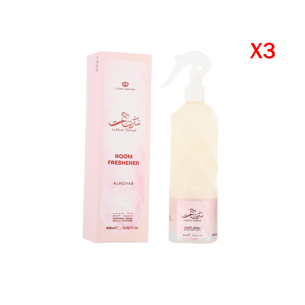 الرحاب ماء معطر الغرف سكر بنات لجميع الأغراض 400 مل - 3 حبات