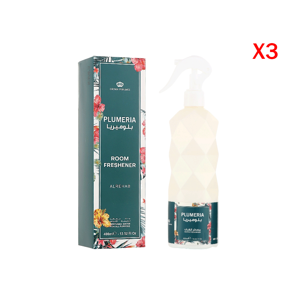 الرحاب ماء معطر الغرف بلوميريا لجميع الأغراض 400 مل - 3 حبات