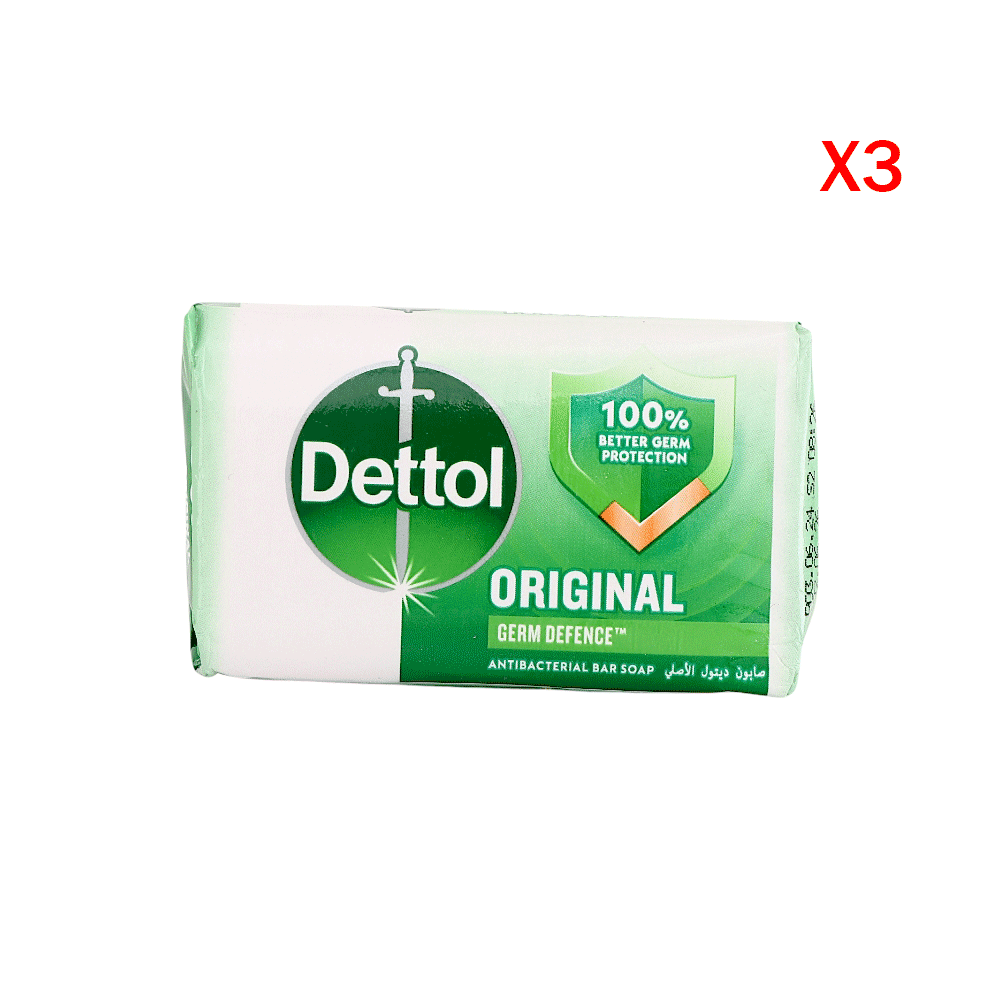 ديتول صابونة جسم اوريجنيال حماية ضد الجراثيم  70 جم  - 3 حبات