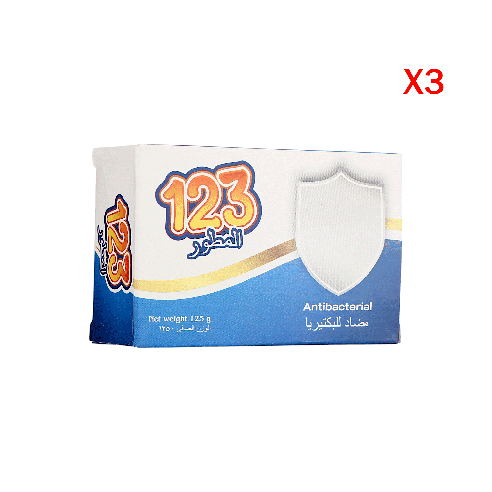 ون تو ثري المطور صابونة جسم طبية مضادة للجراثيم 125 جم - 3 حبات