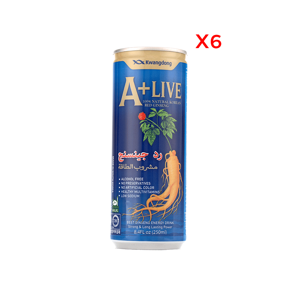 رد جينسنج A+LIVE مشروب طاقة منعش 250 مل - 6 عُلب 
