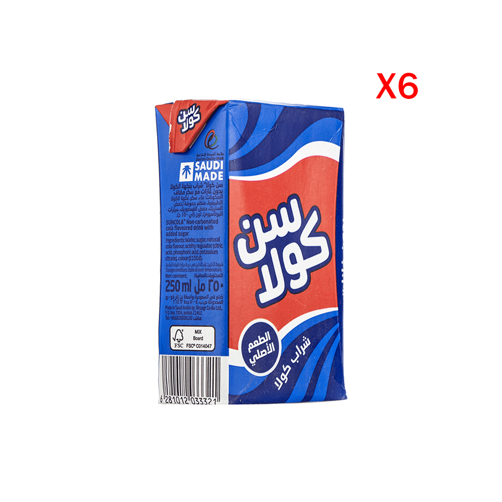 سن كولا شراب بنكهة الكولا 250 مل - 6 حبات 