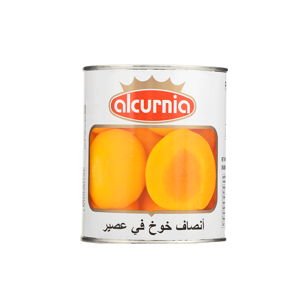ألكورنيا خوخ أنصاف معلب في عصير محلى 850 جم 