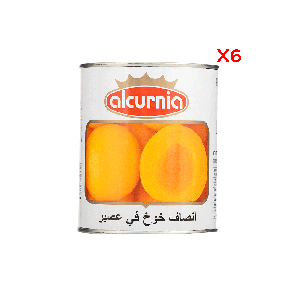 ألكورنيا خوخ أنصاف معلب في عصير محلى 850 جم - 6 حبات