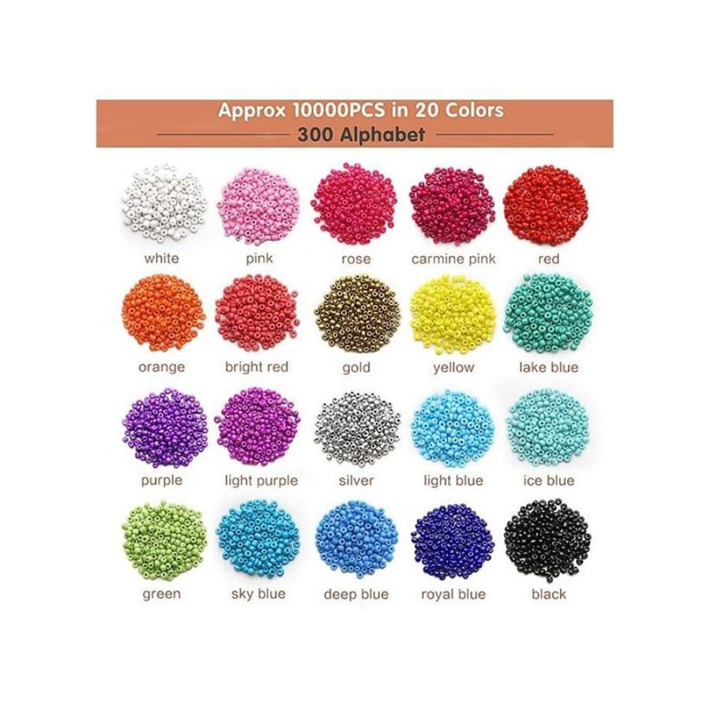 شو وو مجموعة خرز أساور اليد مع خرز الحروف وحبال 1000 قطعة - 7.8x5.2x0.9 بوصة
