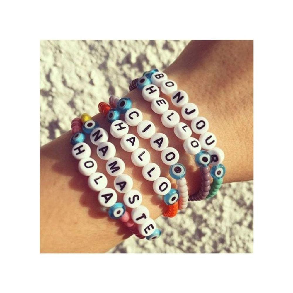 شو وو مجموعة خرز أساور اليد مع خرز الحروف وحبال 1000 قطعة - 7.8x5.2x0.9 بوصة