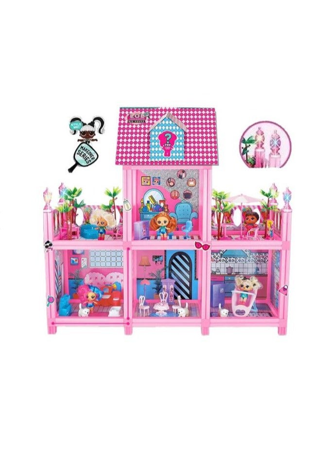 أل أو أل لعبة بيت الدمى الإبداعي مع 85 مفاجأة - 91.44x91.44 سم