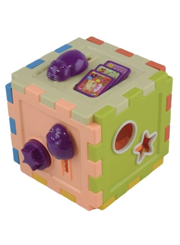 لعبة مرح لعبة مرح مكعب ألغاز الأشكال الهندسية متعددة الألوان - 9 قطع