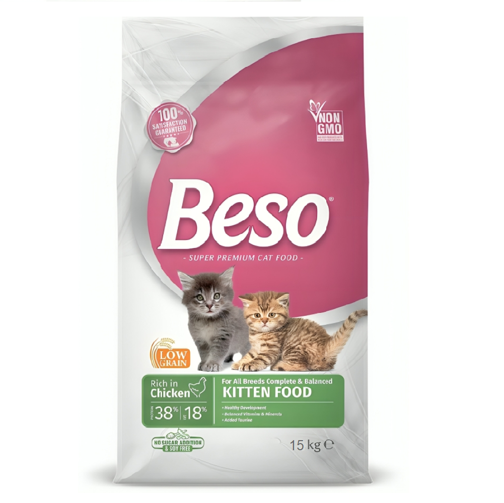 بيسو طعام القطط الجاف بنكهة الدجاج للقطط الصغيرة 15 كيلو