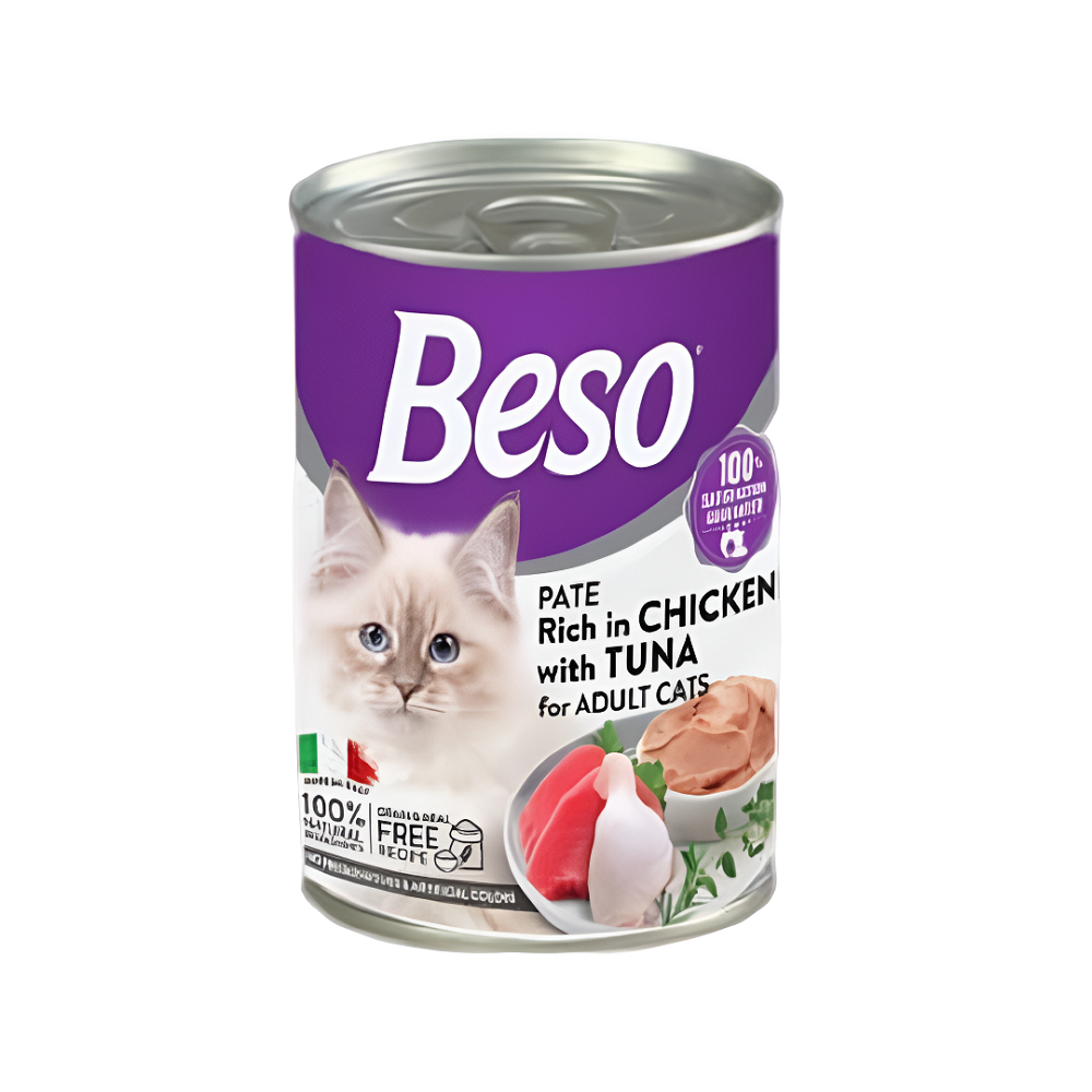 معلبات بيسو بنكهة الدجاج و التونا للقطط البالغة 400 جرام