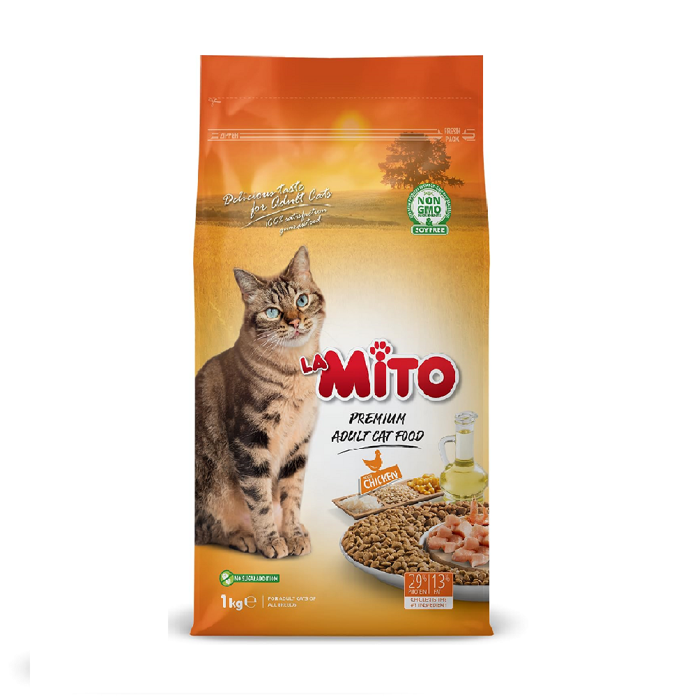 طعام القطط الجاف لاميتو بنكهة الدجاج للقطط البالغة 1 كيلو