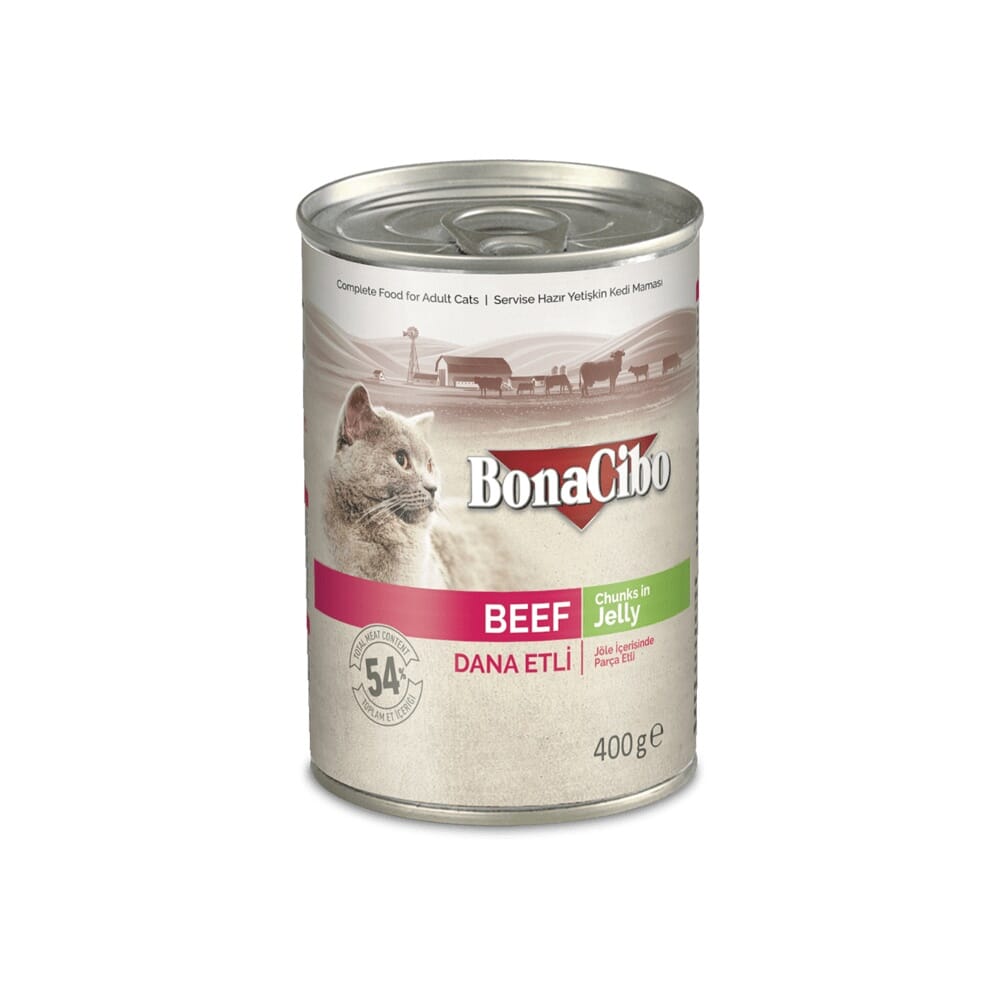 معلبات بونا سيبو بنكهة اللحم البقري للقطط البالغة 400 جرام