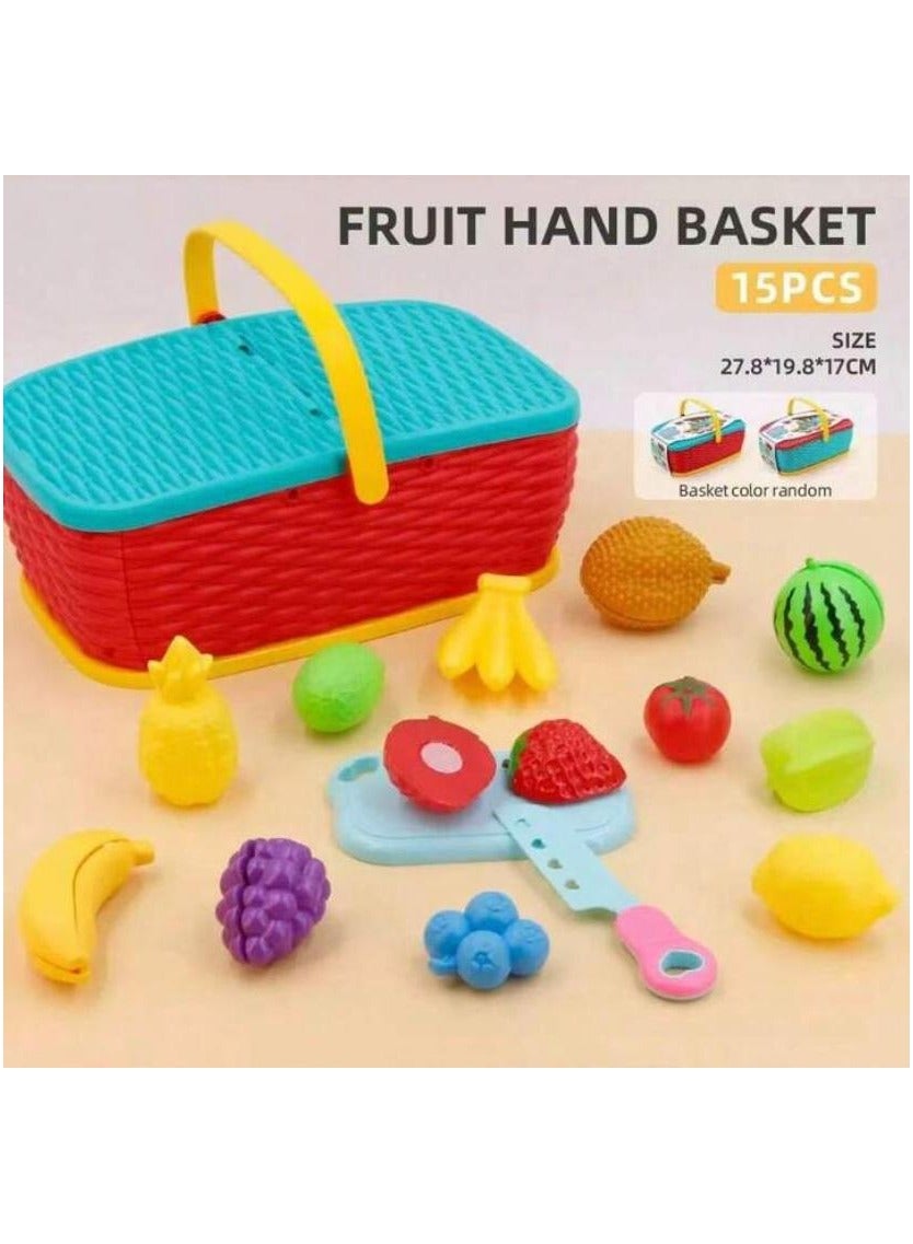 لعبة مرح لعبة تقطيع الفواكه والخضروات مع سلة - 14 قطعة