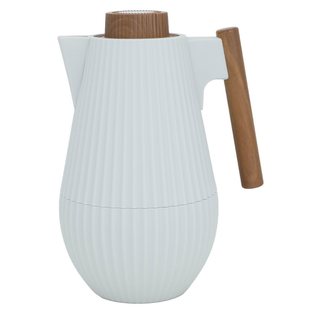 السيف غاليري ثلاجة شاي وقهوة ليار بسعة 1 لتر مع يد خشبي - رمادي فاتح