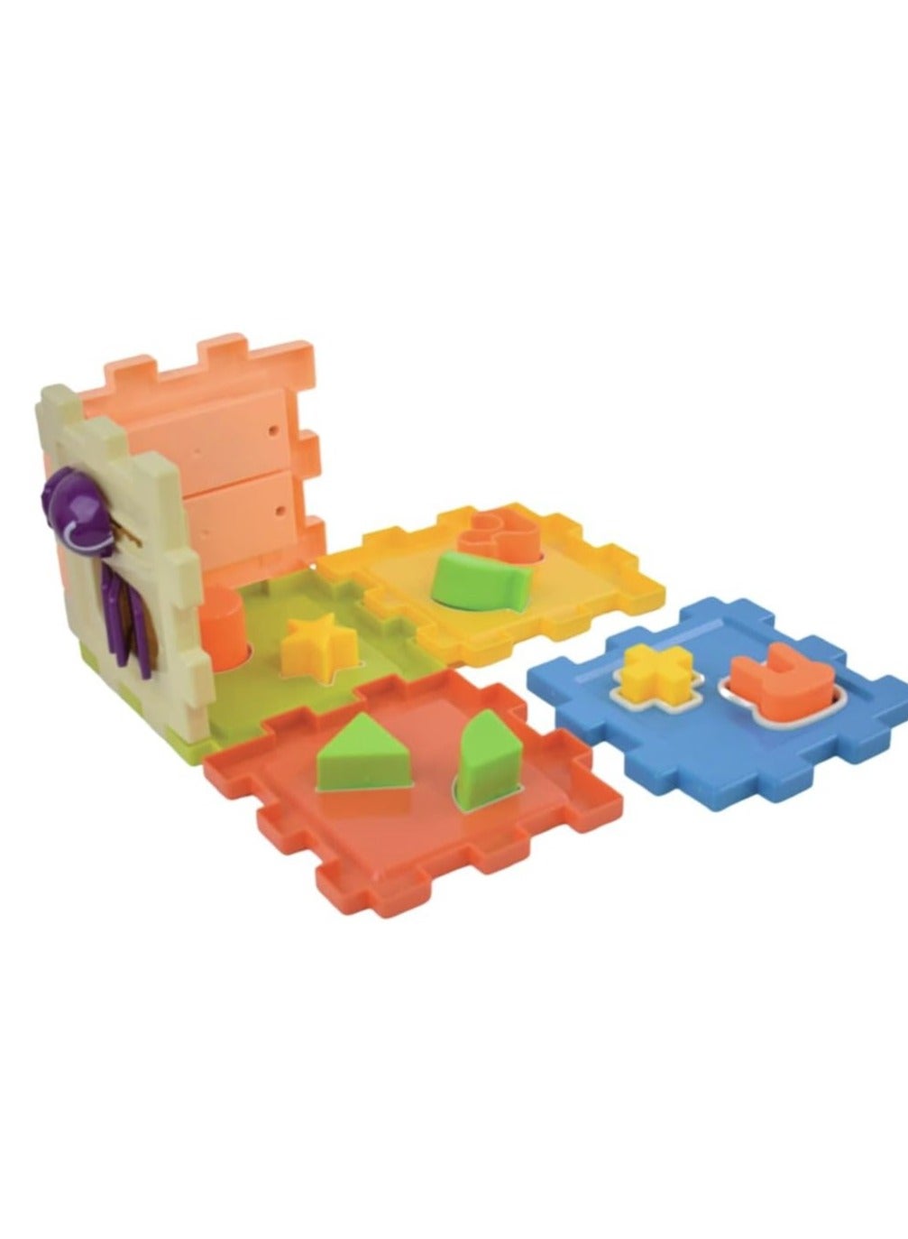 لعبة مرح لعبة مرح مكعب ألغاز الأشكال الهندسية متعددة الألوان - 9 قطع