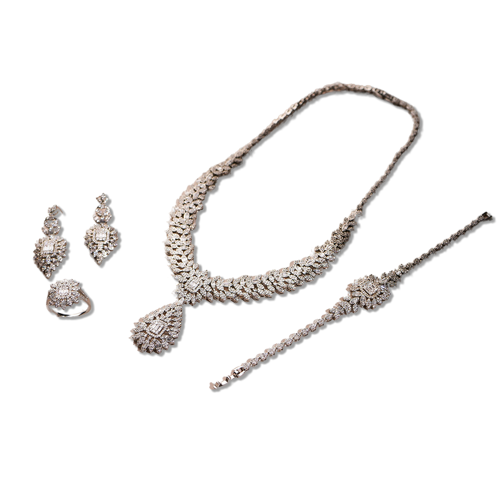 زريكون بديل الماس طقم اربع قطع