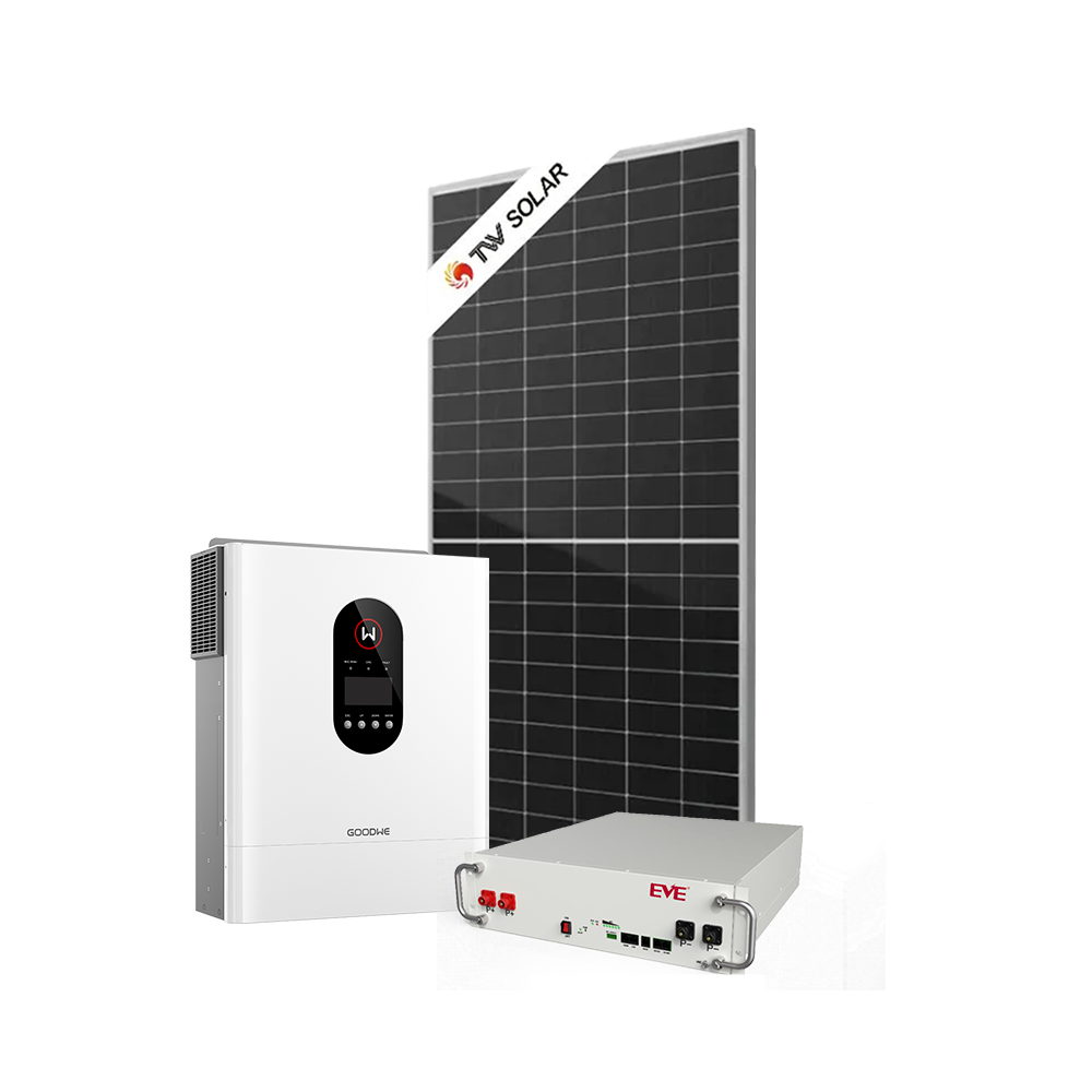 منظومة طاقة شمسية تتكون من انفرتر 6 كيلو (GOODWE) + 3 الواح شمسية 710 واط TW + بطارية 5 كيلو من شركة EVE