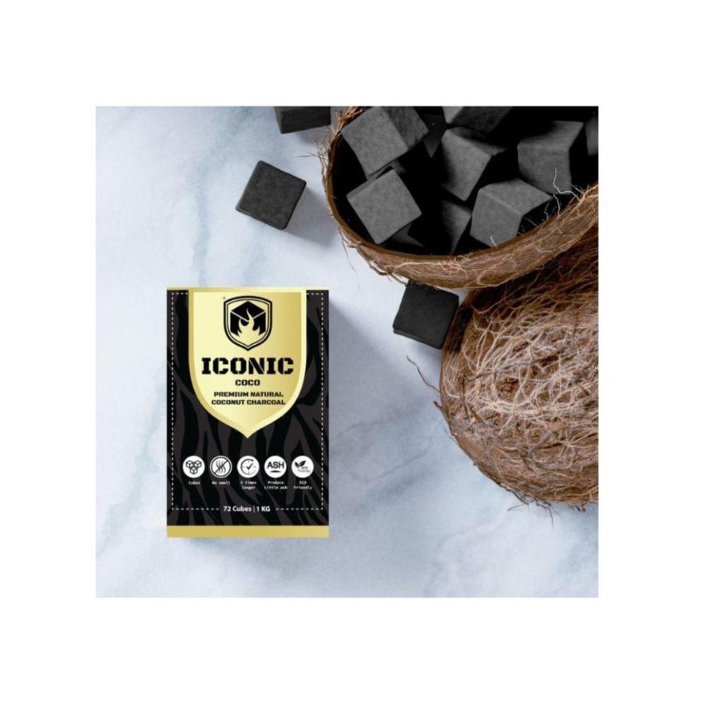 ايكونيك فحم طبيعي من قشور جوز الهند 72 قطعة - 3 علب