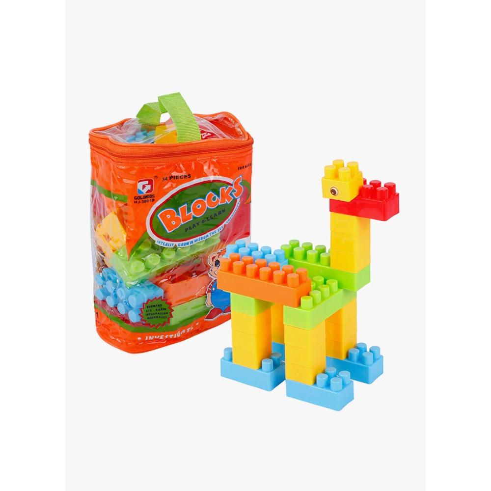 جولد كيدز طقم مكعبات بناء 34 قطعة مع حقيبة - للأطفال فوق 3 سنوات