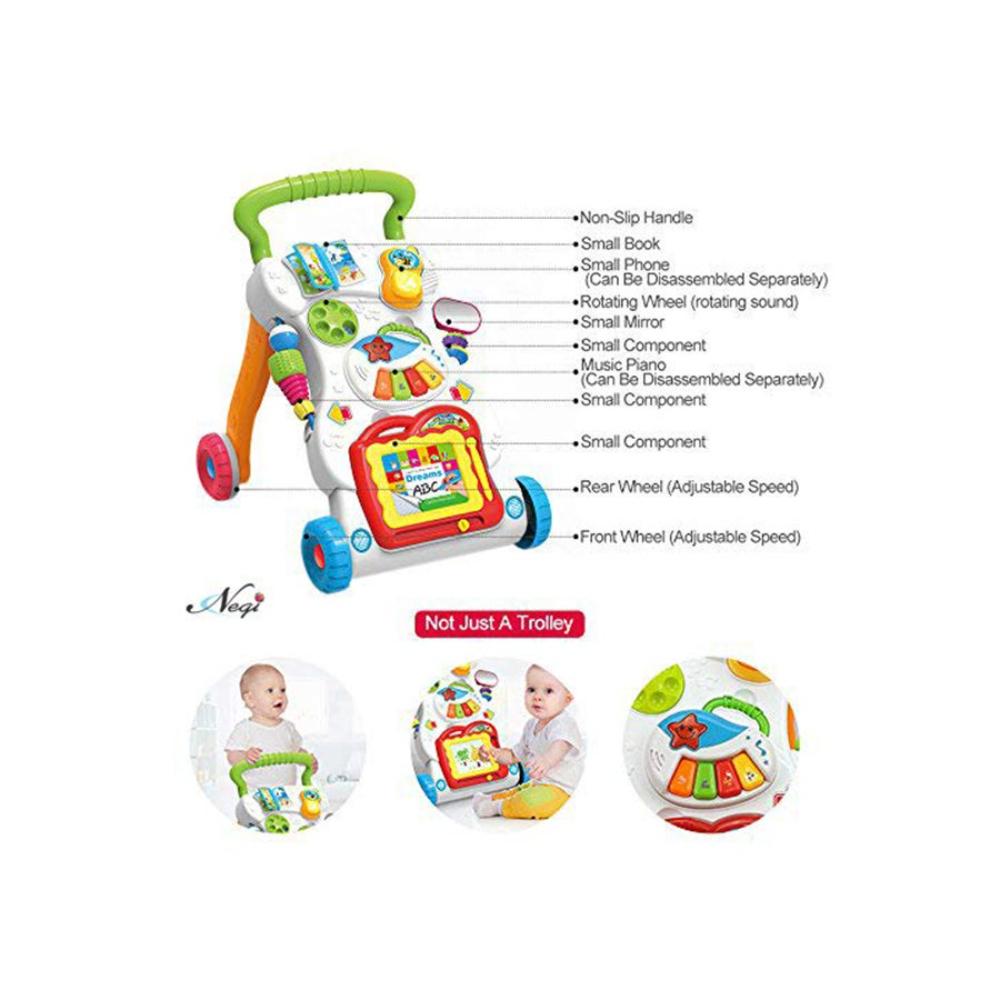 مشاية أطفال موسيقية مع لوح رسم وألعاب متعددة الوظائف