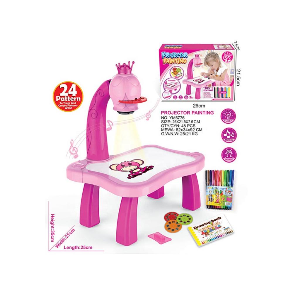 فاميلي سنتر بروجيكتور دوار للأطفال مع 12 قلم ملون و24 نمط