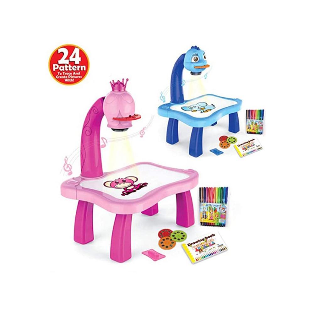 فاميلي سنتر بروجيكتور دوار للأطفال مع 12 قلم ملون و24 نمط