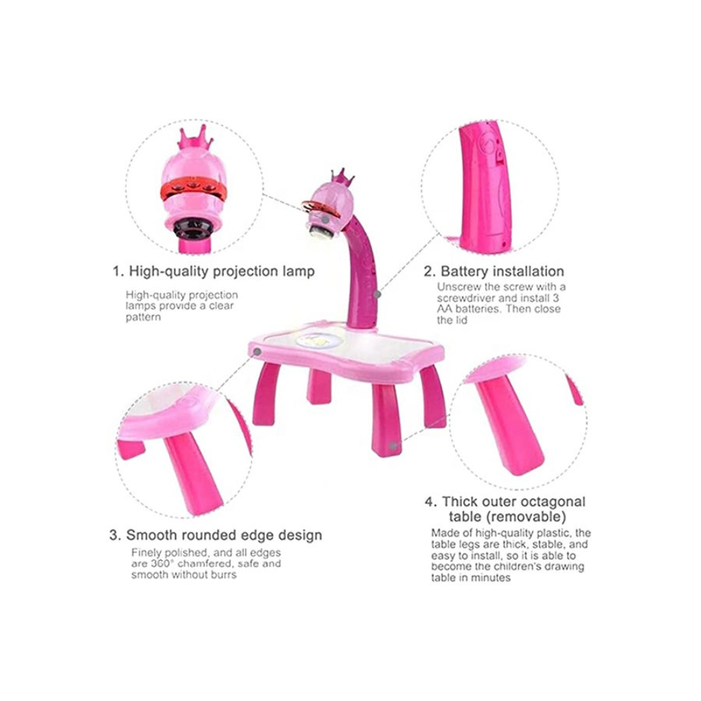 فاميلي سنتر بروجيكتور دوار للأطفال مع 12 قلم ملون و24 نمط