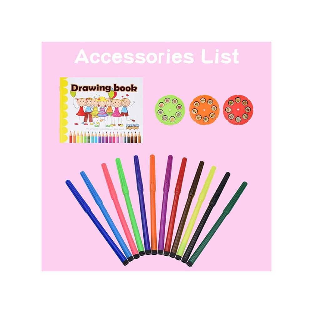  بروجيكتور دوار للأطفال مع قلم ملون ونماذج متعددة