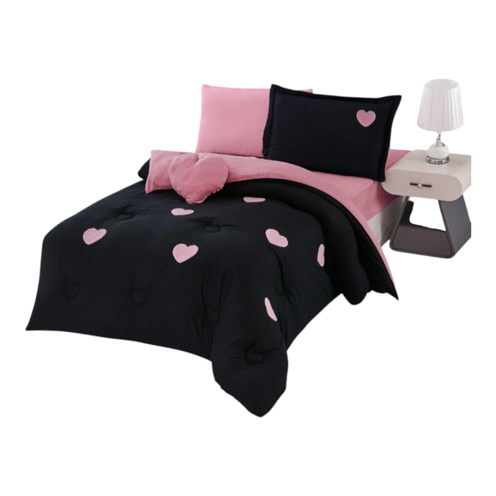 لحاف نفر قطن منفوخ-أسود مقاس 220 سم في 160 سم